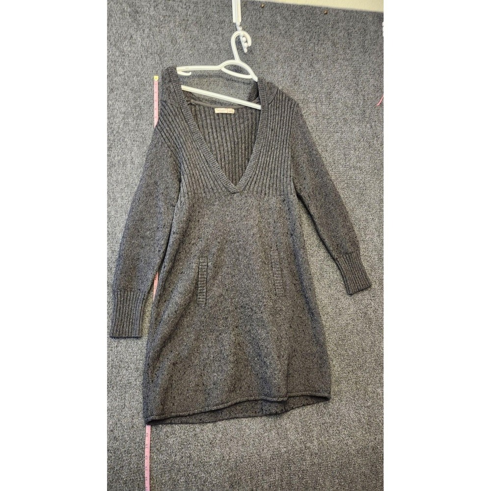 Old Navy Dress Womens XL Gray Hooded Knit Sweater Long Sleeve V Neck Pockets